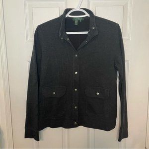 Lauren Ralph Lauren Cotton Charcoal Button Jacket… - image 1